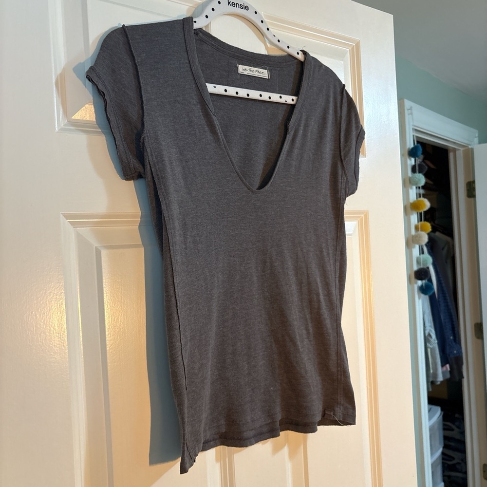 We The Free Charcoal V-Neck Tee